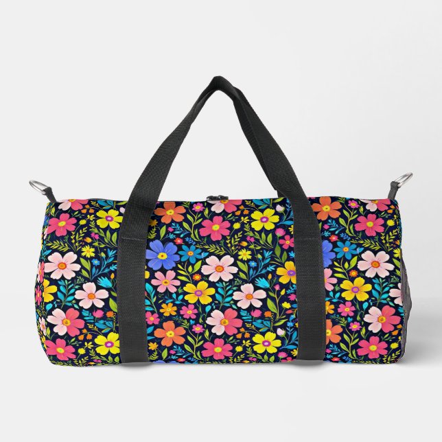 Digitale Blumenmalerei Blumenmuster Duffle Bag (Vorderseite)