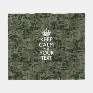 Digitale Camouflage Behalte Ruhe und Text Fleecedecke