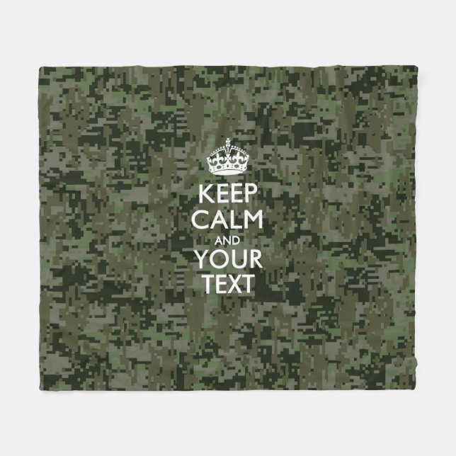 Digitale Camouflage Behalte Ruhe und Text Fleecedecke (Vorderseite (Horizontal))