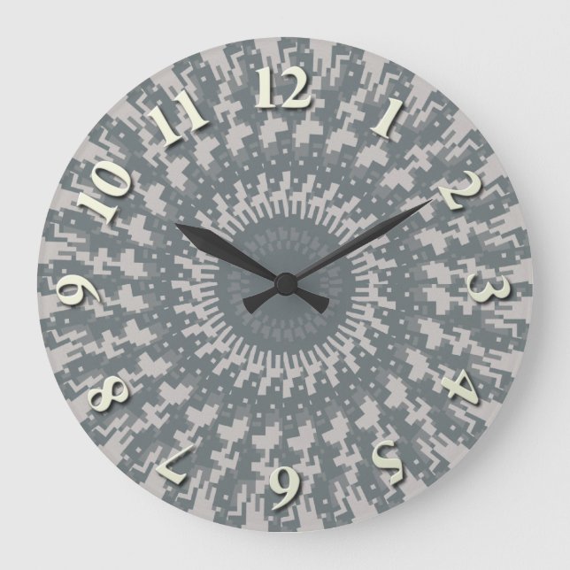 Digitale Camouflage Kaleidoskop Große Wanduhr (Vorderseite)