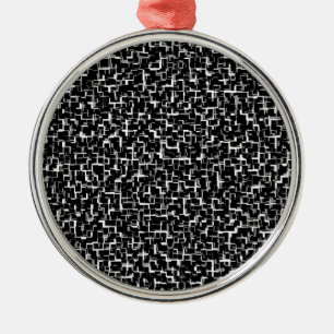 Digitale Camouflage Schwarz-weiß-gelbes Muster Ornament Aus Metall