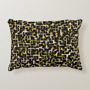 Digitale Camouflage Schwarz-weiß-gelbes Muster Zierkissen