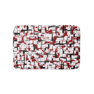 Digitale Camouflage Schwarz-weißes rotes Muster Badematte