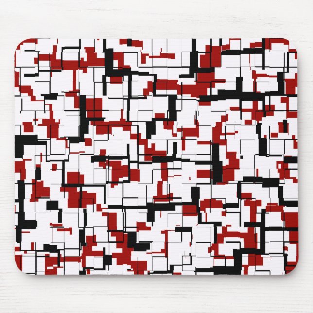 Digitale Camouflage Schwarz-weißes rotes Muster Mousepad (Vorne)