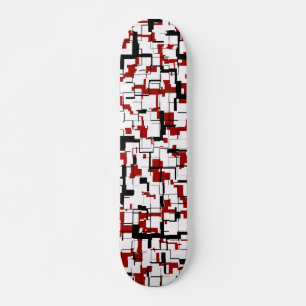 Digitale Camouflage Schwarz-weißes rotes Muster Skateboard