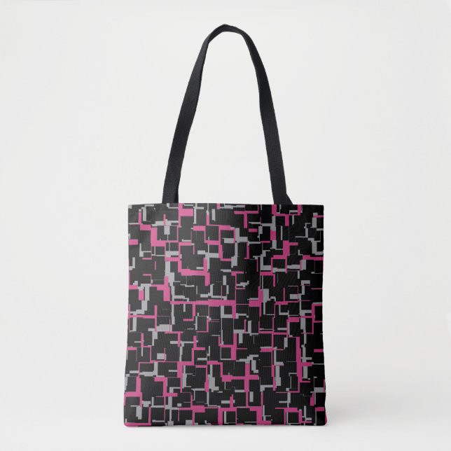 Digitale Camouflage Schwarzes Magenta Graues Muste Tasche (Vorderseite)