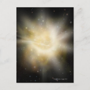 Digitale Darstellung eines Sonnensystems Postkarte