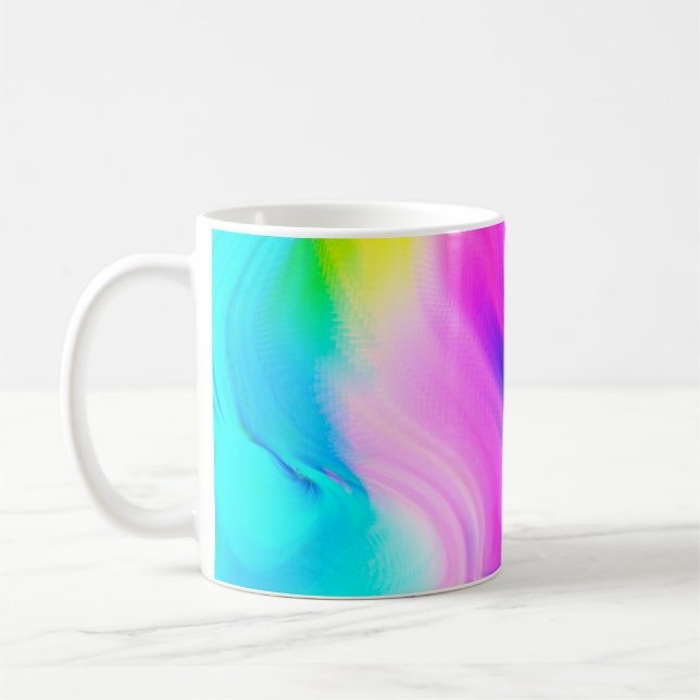 Digitale Effekte. Mehrfarbiger abstrakter Hintergr Kaffeetasse (Links)