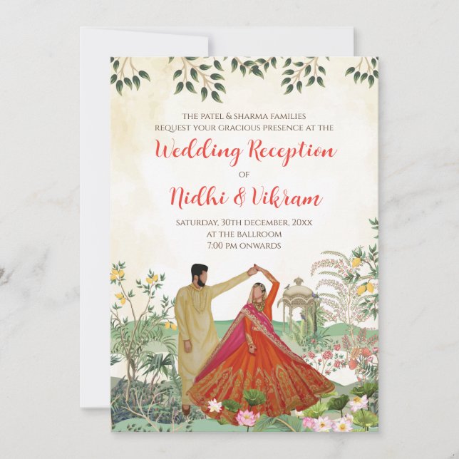 Digitale Empfang-Karte und indische Hochzeiten lad Einladung (Vorderseite)