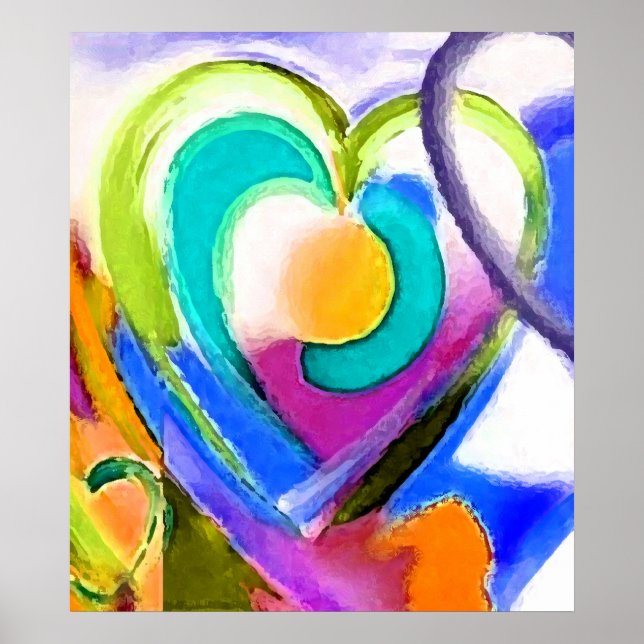 Digitale Farben Herz Poster (Vorne)