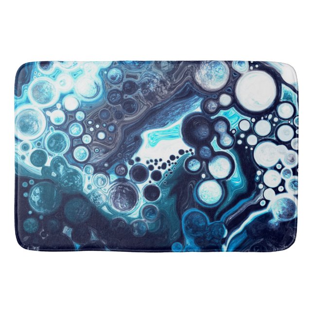 Digitale Fluid Art aus dunkelblauem Marmor Badematte (Vorderseite)