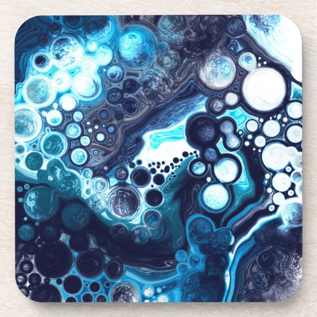 Digitale Fluid Art aus dunkelblauem Marmor Getränkeuntersetzer (Vorderseite)