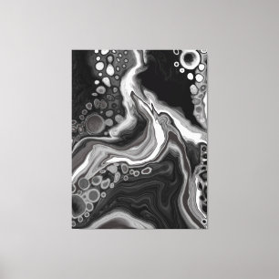 Digitale Fluid Art aus schwarzem und weißem Marmor Leinwanddruck