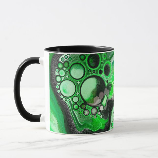 Digitale Fluid-Kunst aus grünem Marmor Extravagant Tasse (Links)