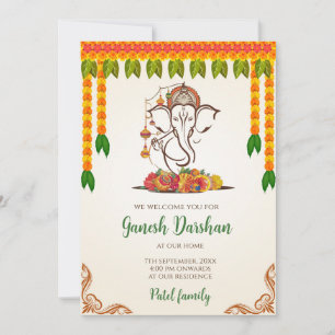 Digitale Ganpati Einladungen Ganesh Darshan-Karte