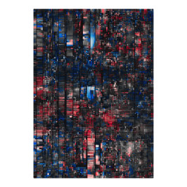 Digitale Glitch-Matrix Rot und Blau Abstrakt Fotodruck