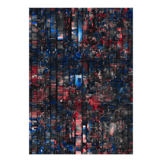 Digitale Glitch-Matrix Rot und Blau Abstrakt Fotodruck