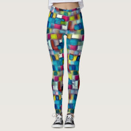 Digitale, grobe Textur mit sehr farbigem Quadrat Leggings