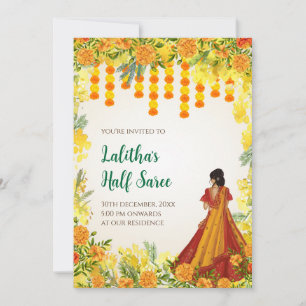Digitale Half Saree Funktions-Einladungen Einladung