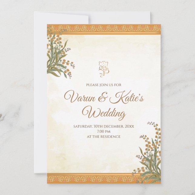 Digitale Hindu-Hochzeitkarten und indische Einladu Einladung (Vorderseite)