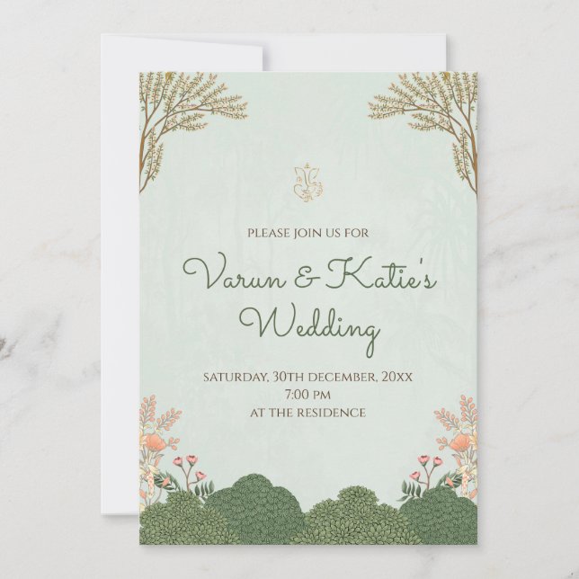 Digitale indische Hochzeitkarten & Hindu-Einladung Einladung (Vorderseite)
