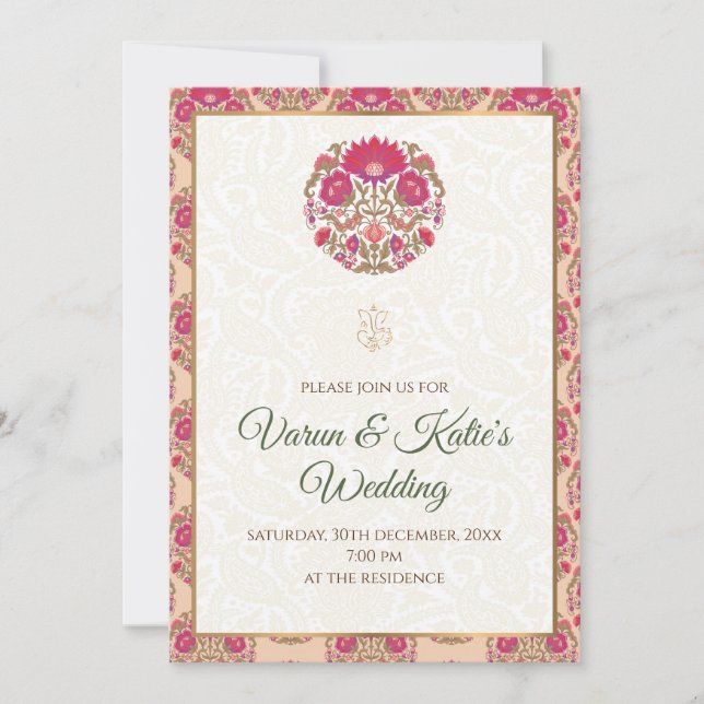Digitale indische Hochzeitseinladung & Hindu-Hochz Einladung (Vorderseite)