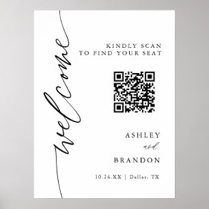 Digitale Kalligrafie Hochzeitsstichtabelle mit QR- Poster