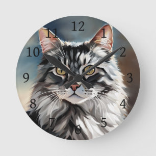 Digitale Katze 765 Runde Wanduhr