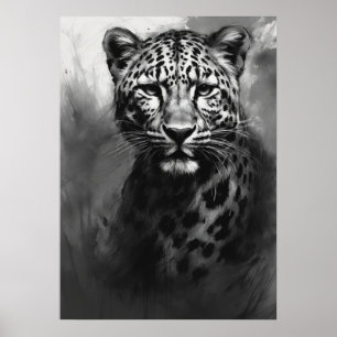 Digitale Kohlezeichnung Leopard Poster