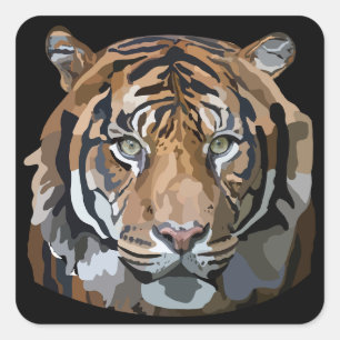 Digitale Kunst der bengalischen Tiger Quadratischer Aufkleber