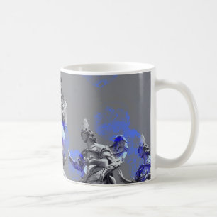 Digitale Kunst der Skulpturen blaue Pinselstriche Kaffeetasse