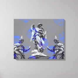 Digitale Kunst der Skulpturen blaue Pinselstriche Leinwanddruck