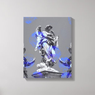 Digitale Kunst der Skulpturen blaue Pinselstriche Leinwanddruck