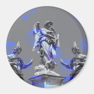 Digitale Kunst der Skulpturen blaue Pinselstriche Magnet