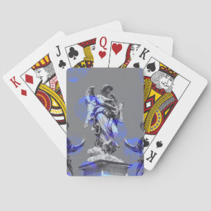 Digitale Kunst der Skulpturen blaue Pinselstriche Spielkarten