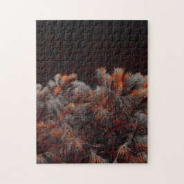 Digitale Kunst des Kiefernbaums mit orangefarbenen