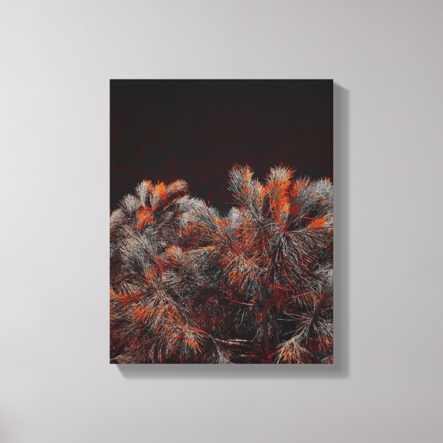 Digitale Kunst des Kiefernbaums mit orangefarbenen Leinwanddruck (Vorderseite)