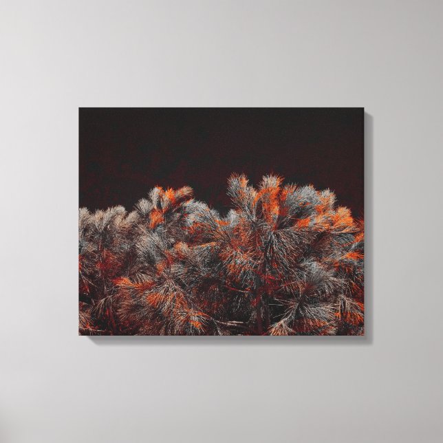 Digitale Kunst des Kiefernbaums mit orangefarbenen Leinwanddruck (Vorderseite)