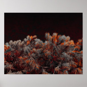 Digitale Kunst des Kiefernbaums mit orangefarbenen Poster