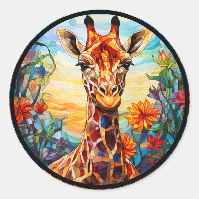 Digitale Kunst - Galerie Giraffe Runder Aufkleber (Vorderseite)