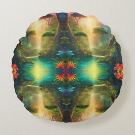 Digitale Kunst Kaleidoskop Abstract Nature River R Rundes Kissen