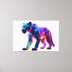 Digitale Kunst Neon Leopard Leinwanddruck