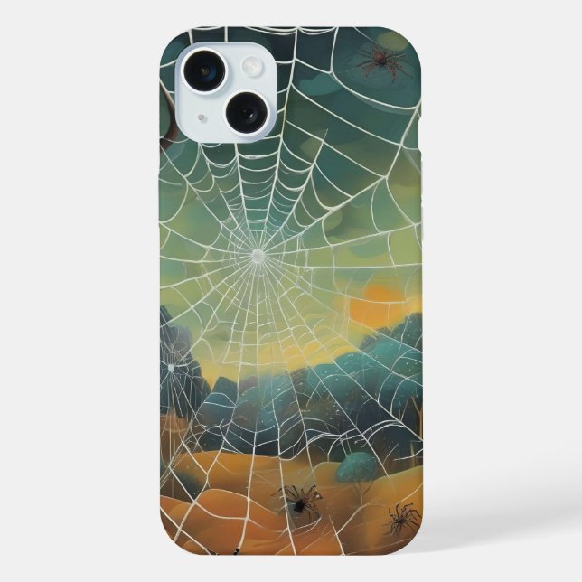 Digitale Kunst, Spinnennetz, Spinnen iPhone 15 Plus Hülle (Rückseite)