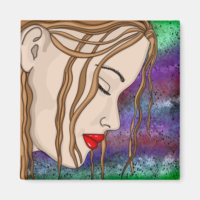 Digitale Kunst | Traurige Lady Deep in Thread Magnet (Vorne)