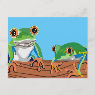 Digitale Kunstbaum-Frösche auf einem Log Postkarte