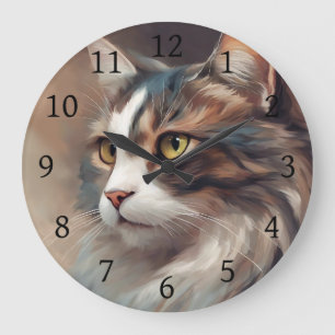 Digitale Kunstkatze 718 Große Wanduhr