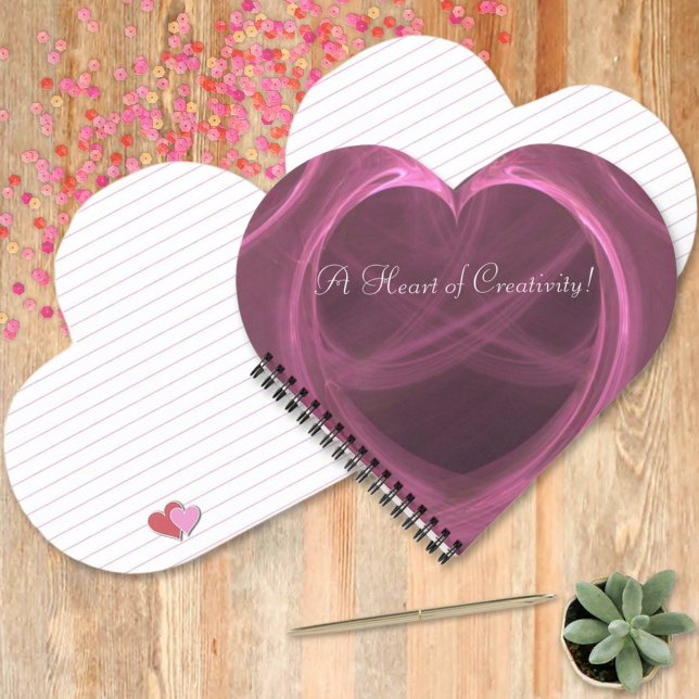 Digitale Kunstvorlage für Silky Pink Heart Notizbuch (Searching for a gift for the creative in your life? Here's a fun idea. Personalize it with a name. )
