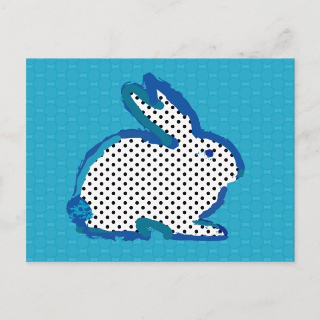 Digitale Malerei "Blaues Kaninchen" Postkarte (Vorderseite)
