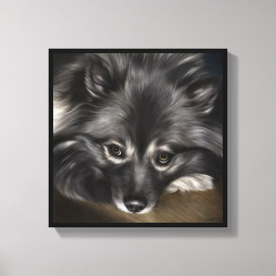 Digitale Malerei des Keeshond betitelt "Glamour " Leinwanddruck
