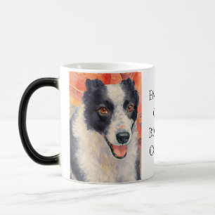 Digitale Malerei eines Border Collie-Porträts Verwandlungstasse
